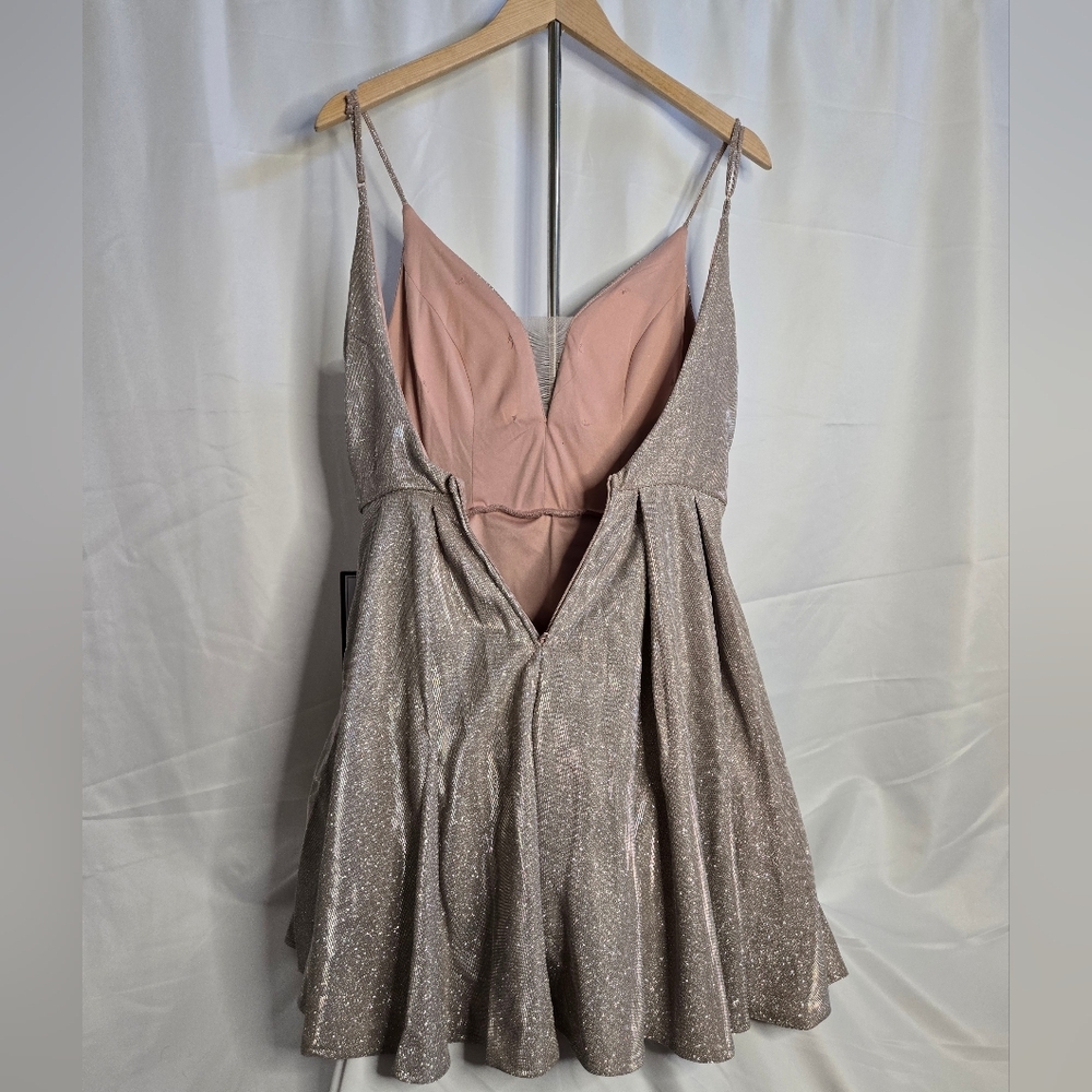 Sparkly Metallic Fit & Flare Party Dress Size 9/10 B. Darlin - Picture 7 of 8